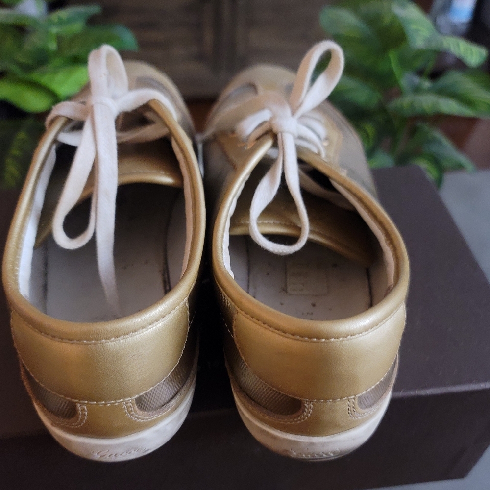 100% Authenic Gucci Gold Women's Casual Lace-Up Sneakers - Picture 3 of 6